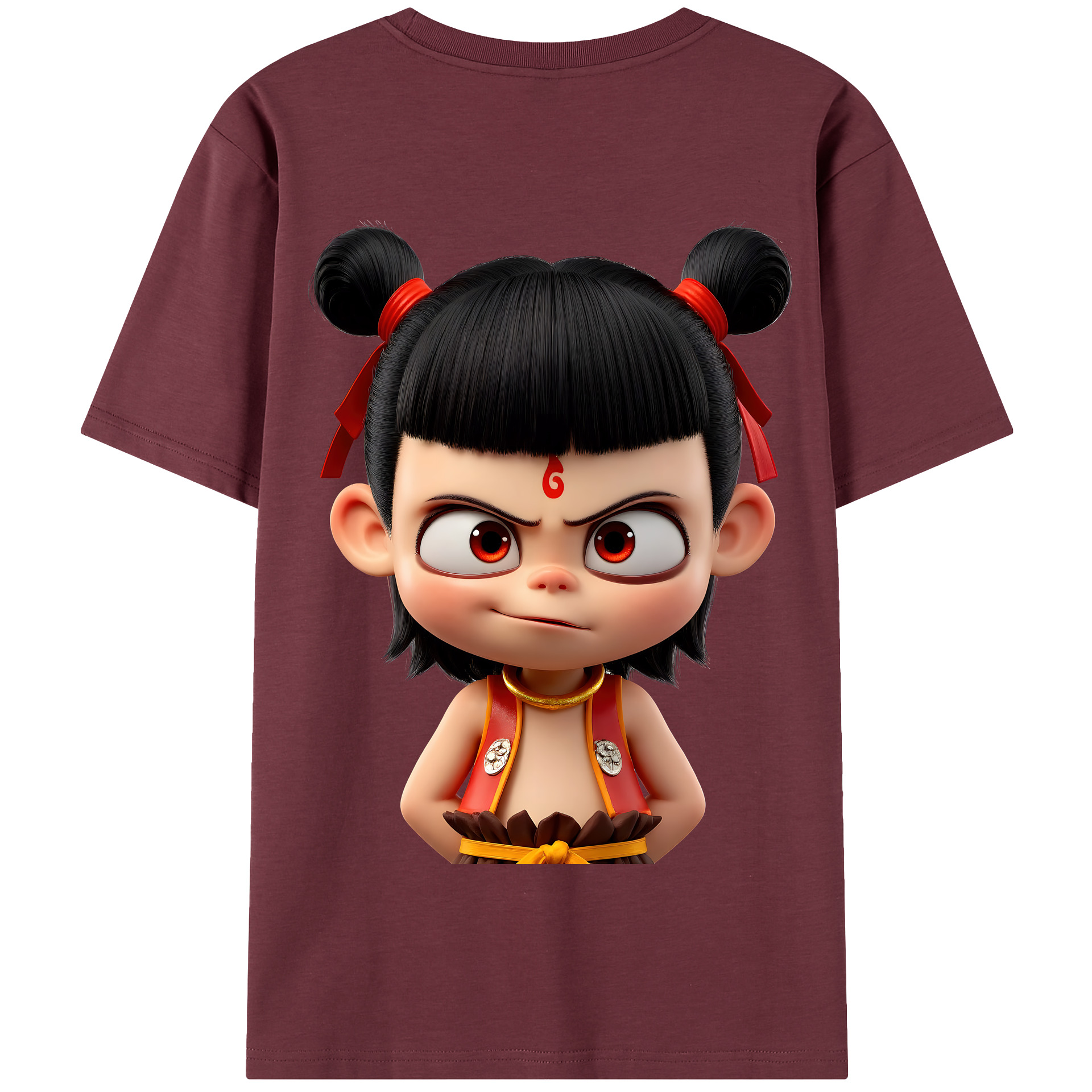 （画像用） Ne Zha 2 ナタ 魔童の大暴れ 綿100％半袖Tシャツ（背面プリント）